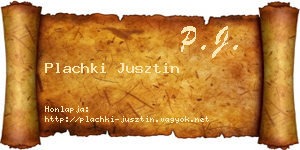 Plachki Jusztin névjegykártya